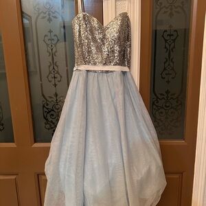 B Darlin Silver Sequin Bodice Dress